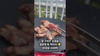 잘 구워진 삼겹살 한점