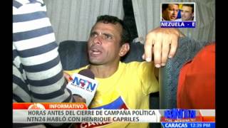 Capriles habla en exclusiva para NTN24 horas antes de su cierre de campaña