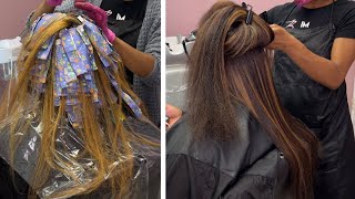 10 hour color correction | Silk press with V shaped haircut | Cassandra Olivia