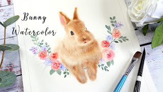 How To Paint A Bunny With Loose Flowers In Watercolor|Level 2