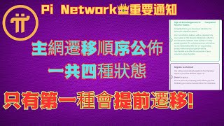 Pi network 👑主網遷移順序公佈，一共四種狀態，只有第一種會提前遷移!錢包恢復重置，丟失助記詞的該長記性了！#pi最新消息 #pinetwork #piKYC