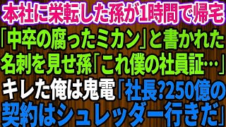 【スカッとする話】本社に栄転した孫がなぜか1時間で帰宅「これ僕の社員証…」「中卒の腐ったミカン」の文字にキレた俺は鬼電→俺「社長？250億の契約はシュレッダー行きだ」【感動する話】【朗読】