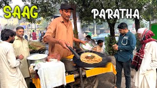 LOW BUDGET  BREAKFAST  IN LAHORE |BILA SAAG PARATHA | BHATI GATE ANDROON LAHORE