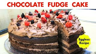 Let's bake an eggless Chocolate Fudge Cake with Fudge frosting | How to bake a chocolate cake ♡