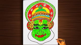 KATHAKALI DRAWING EASY👍| Onam drawing easy| KATHAKALI face drawing easy | How to draw Kathakali