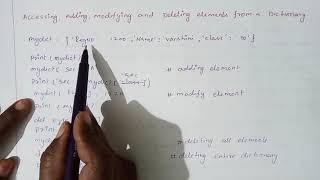 Python program for accessing, modifying, deleting dictionary elements in tamil|Python +2 portions