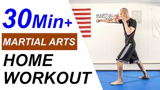 30 Minute + Martial Arts Fitness Home Workout with Taekwondo Kicks ( No Equipment )