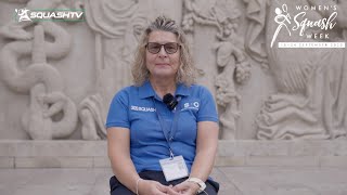 The world's first female professional squash referee: Andrea Santamaria #WomensSquashWeek #YouBelong