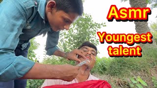 Asmr youngest barber talented 💈 shaved