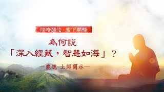 龍德上師：為何說「深入經藏，智慧如海」？