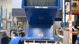 Zerma GSE-500/500 Granulator processing 800kg/hr HDPE Drums through 10mm screen