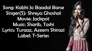 Kabhi Jo Baadal Barse Female Version Lyrics With English Translation YouTube