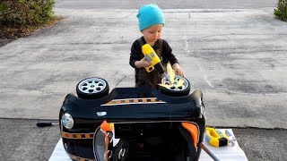 Power Wheels Car Kids Toy, Unboxing Assembling, Ride and Wash Pretend Play, video for kids