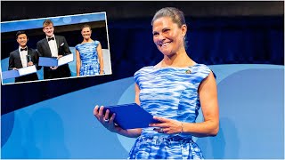 Crown Princess Victoria attends at Junior Water Prize ceremony in her MaxJenny! water print dress