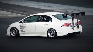 【シビック グリップ走行】 Low starts meet2015  HONDA CIVIC　車高短 シャコタン Lowered exhaust low car