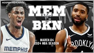 Memphis Grizzlies vs Brooklyn Nets  Game Highlights | Mar 4 | 2024 NBA Season