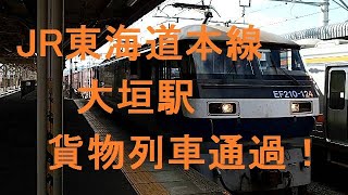 JR東海道本線大垣駅　貨物列車通過!