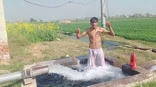 My First Vlog | Swimming in Tubewell Water Pool in Village | Tube Well water Fun by boys