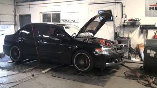 Evo IX fp black 431whp 27psi 93oct dyno K.P. Tuning