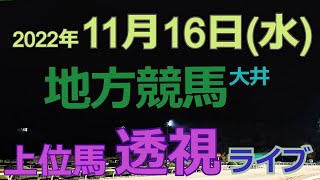 【地方競馬ライブ（馬番透視）】11/16（水） 大井競馬  の馬券に絡む馬番を透視し配信します。穴馬探しや大穴馬券ゲットにお役立て下さい。