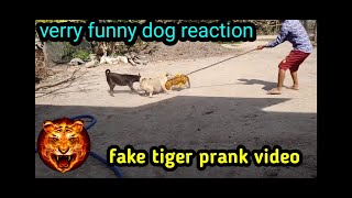 Wow Big Pranks!!! Fake Tiger Prank Dog Very Funny Try To Stop Laugh