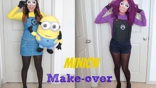 Yellow and Purple Minion Halloween Make-up Tutorial
