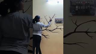 wall painting 🖌️🎨 #wallpainting #art #decoration #tree #home #painting #wallpaintingideas