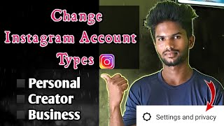 How To Change Instagram Account Type Tamil / Instagram Settings and Privacy New update