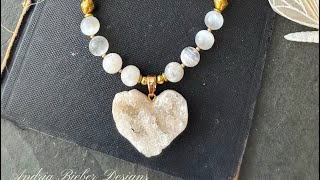 How to make the moonstone, selenite, druzy heart pendant necklace