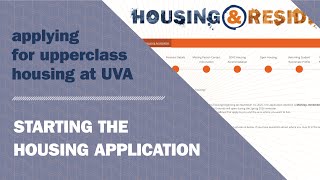 UVA Upperclass Housing Application: Starting the Housing Application