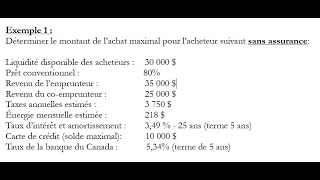 Calculs de qualification d'acheteur partie 1: sans assurance SCHL