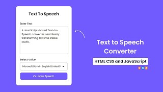 Text to Speech Converter in HTML CSS & Javascript | Code With Harsh