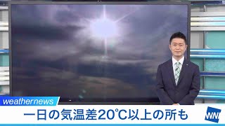 一日の気温差20℃以上の所も  朝と昼間の気温差に注意