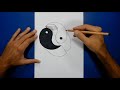 3d trick art on paper yin yang