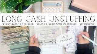 Long Cash Unstuffing & Condensing | $1054 Back to the Bank | How I Handle Debit & Online Purchases