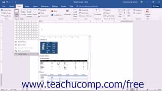 Word 2016 Tutorial Inserting Quick Tables Microsoft Training