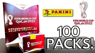 NEW PANINI FIFA WORLD CUP 2022 STICKERS! | FULL BOX BREAK | 100 PACK OPENING! | RARE EXTRA STICKER!