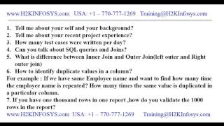 QA Testing Interview questions SQL Database Testing.QA Tutorials