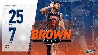 Auburn's Bryce Brown scores 25 points to knock off Kansas in the second round