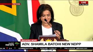 Newly appointed NPA boss Advocate Shamila Batohi addresses the media