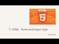 7. Forms and Input Type - HTML