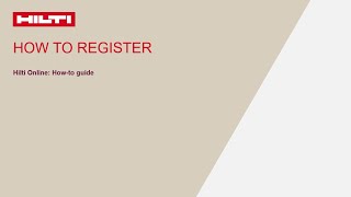 HILTI ONLINE: How to Register