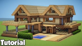Minecraft: How to Build a Large Wooden House - Tutorial 2018 /Survival/
