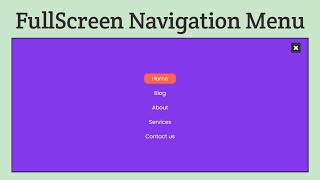 Fullscreen Overlay Navigation Menu Using HTML, CSS and JavaScript | Responsive Navigation Bar