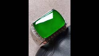 石头记Jade高冰绿翡翠镶钻马鞍戒指 green icy grade jadeite ring