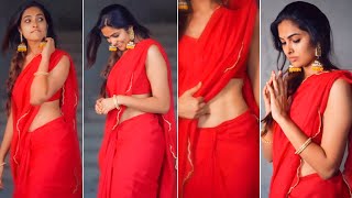 దివి అందాలు😍 Bigg Boss Divi Vadthya H0T Visuals In Red Saree | Bigg Boss Divi Latest Video | FL