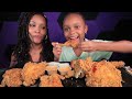 American Vs Jamaican KFC MUKBANG with LAYLA (BBQ FRIED CHICKEN SANDWICH, MAC AND CHEESE) QUEEN BEAST