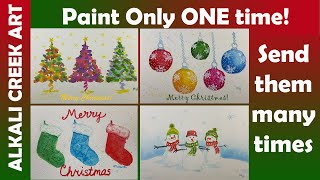 Homemade Watercolor Christmas Cards - In Bulk! Paint with me. (Camera, Computer & Printer Required)