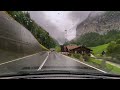 breathtaking drive in switzerland 🇨🇭 lauterbrunnen valley in summer rain