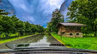 Breathtaking Drive in Switzerland 🇨🇭 Lauterbrunnen Valley in Summer Rain!